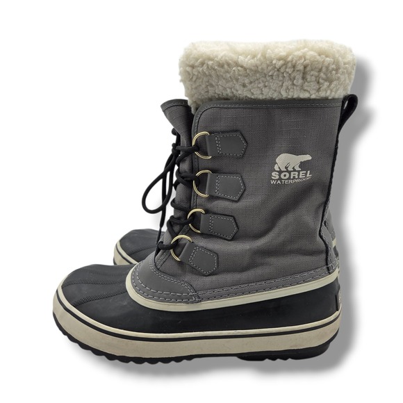 Sorel Winter Carnival Waterproof Boots Womens 10 Gray Nylon Felt - Picture 5 of 9
